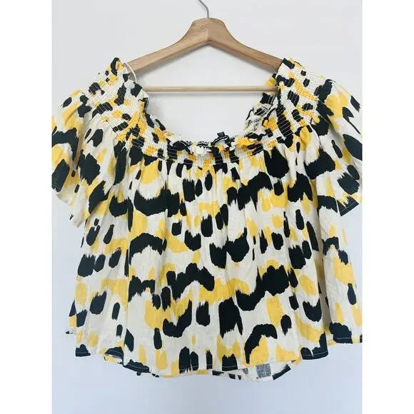 Who What Wear Linen Blend Crop Top Sz XL Off-The-Shoulder Flowy Boho - Picture 7 of 9